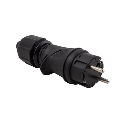 Wtyczka Schuko czarna 16A 250V IP44 do zastosowań zewnętrznych - Kompatybilna z Systemem Modulair - Czarna