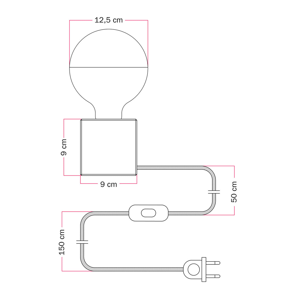 Lampada da tavolo Cubetto "Futur" con lampadina globo mezza sfera argento - Futur Festival