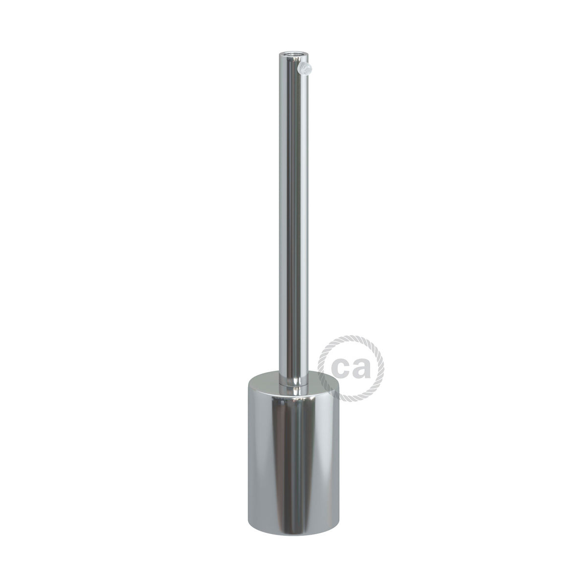 Kit portalampada E27 cilindrico in metallo con serracavo da 15 cm - Cromo