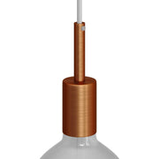 Kit portalampada E27 cilindrico in metallo con serracavo da 7 cm - Rame satinato