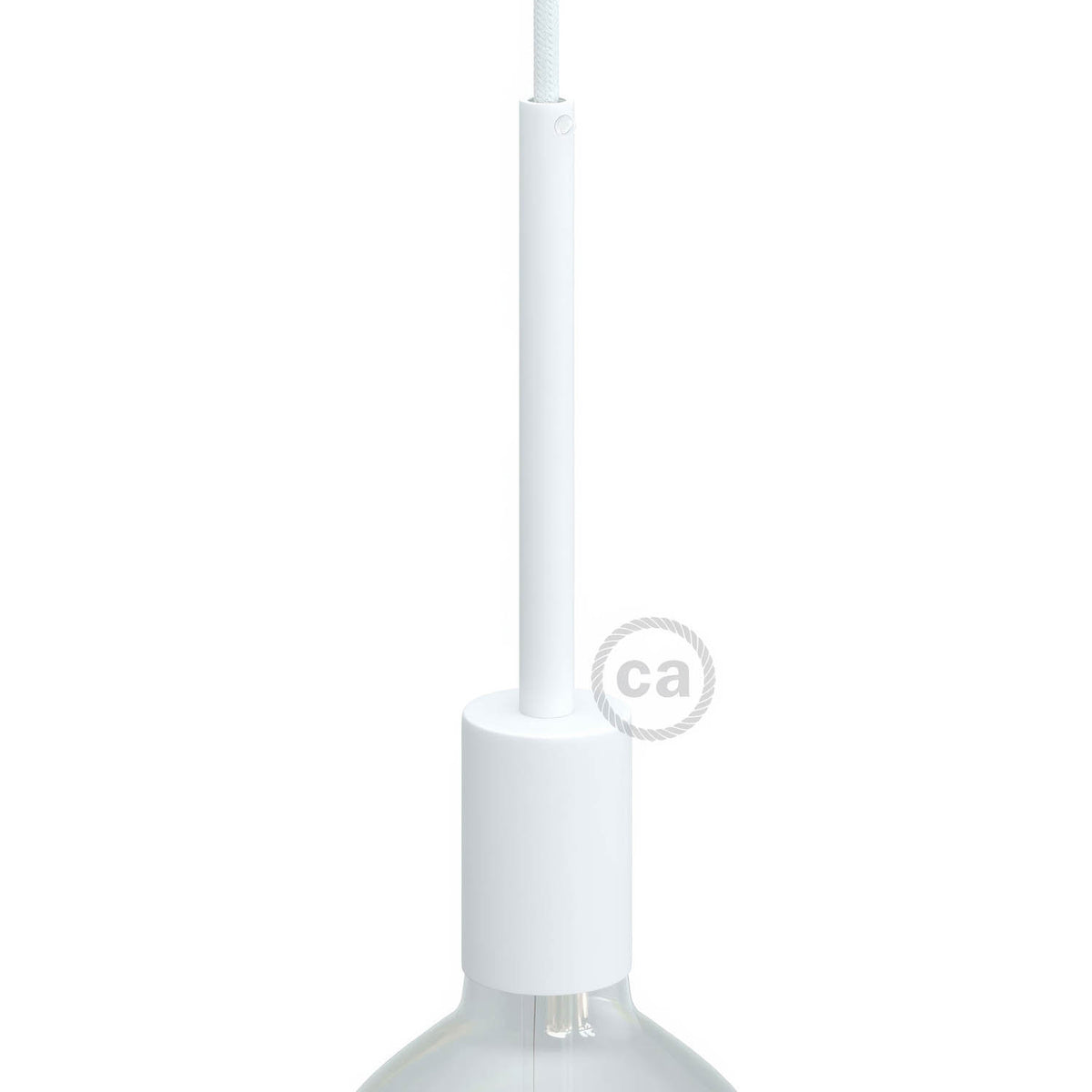 Kit portalampada E27 cilindrico in metallo con serracavo da 15 cm - Bianco opaco