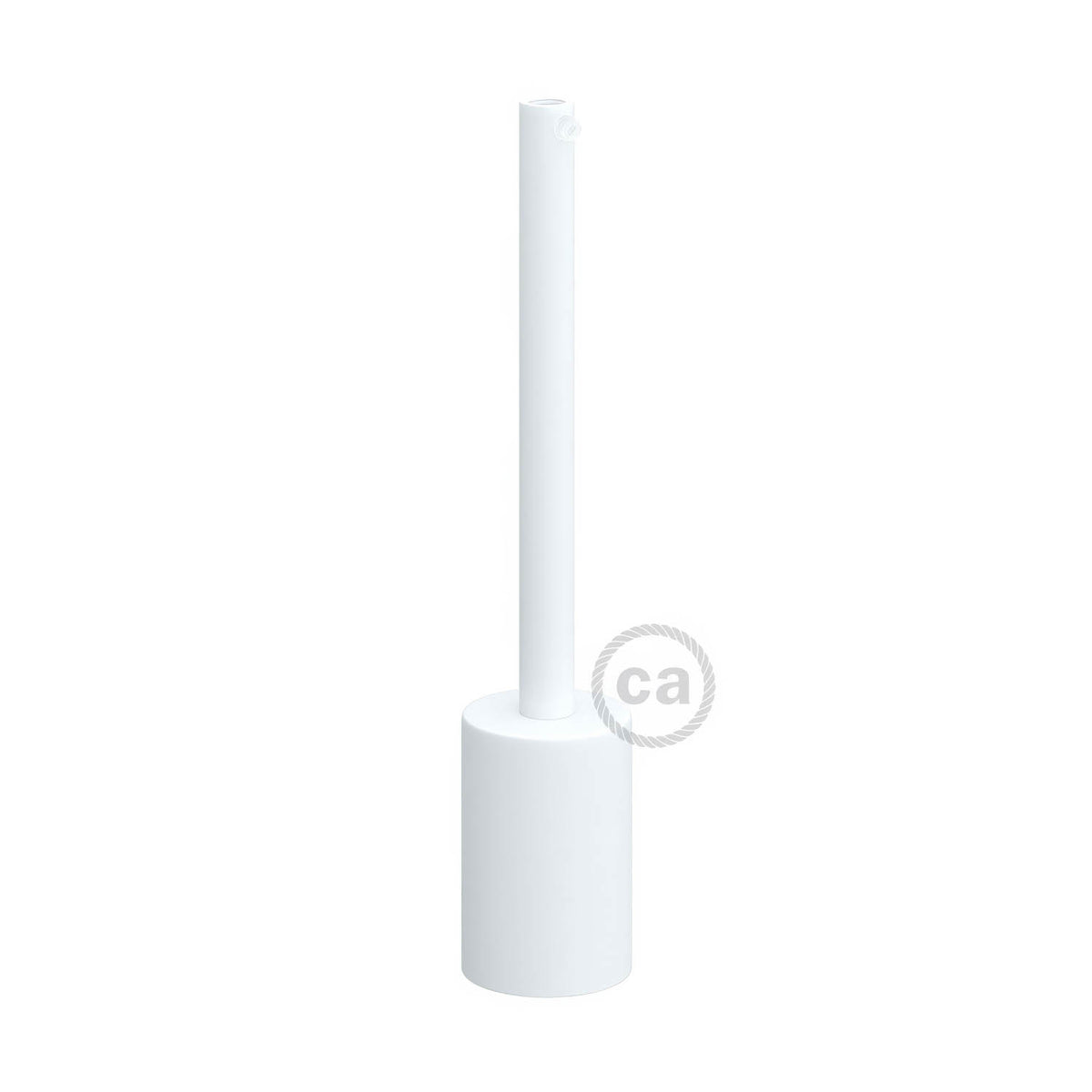 Kit portalampada E27 cilindrico in metallo con serracavo da 15 cm - Bianco opaco
