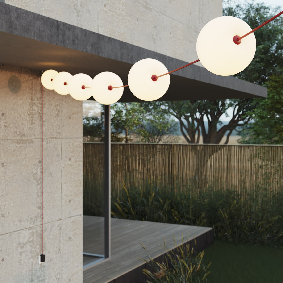 Catena luminosa 6 punti luce da esterno IP67 Rosso Stella Marina - Marina6 Cherry 70 cm
