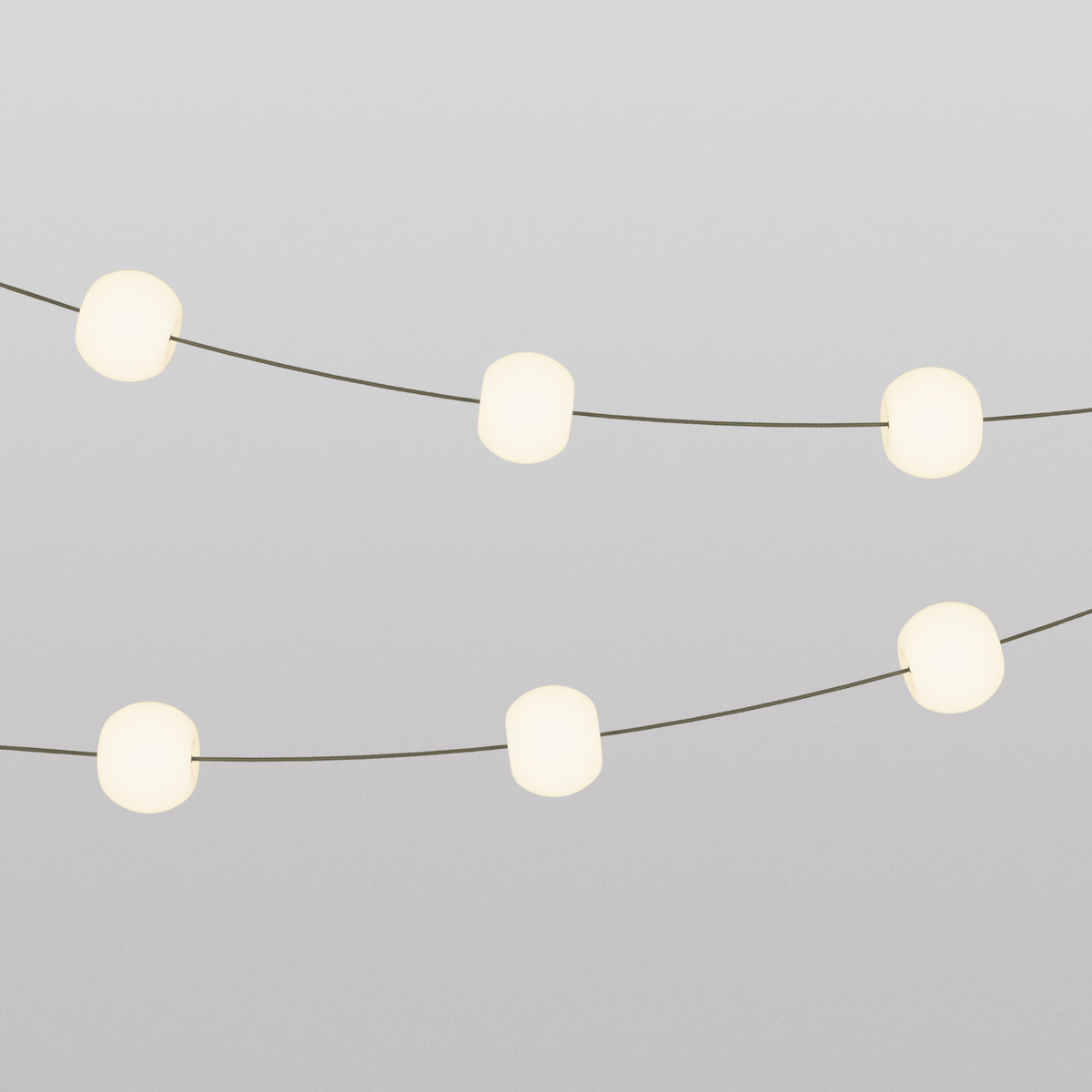 Catena luminosa 6 punti luce da esterno IP67 Verde Oliva - Marina6 Cherry 70 cm