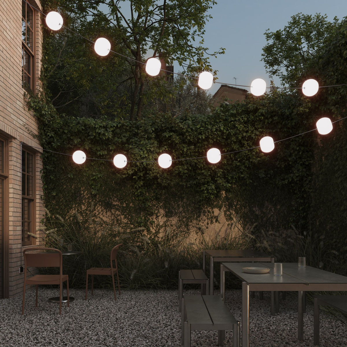 Catena luminosa 12 punti luce da esterno IP67 Grigio - Marina12 Cherry