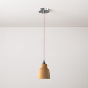 Lampada a sospensione completa di cavo tessile, paralume Vaso in ceramica e finiture in metallo - Terracotta striato