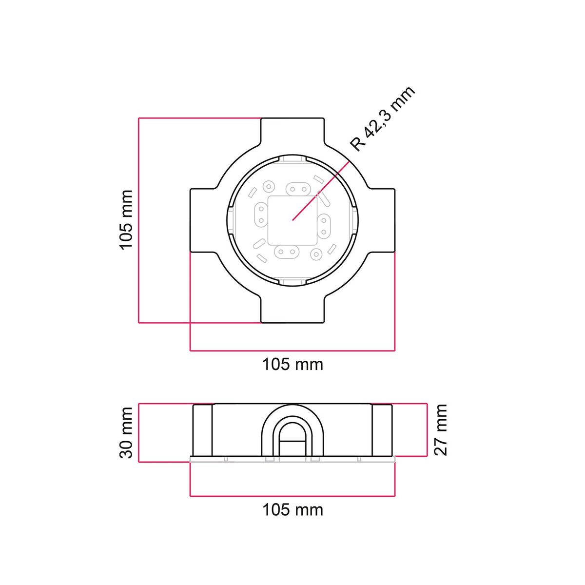 Base in porcellana bianca per presa elettrica e interruttore/deviatore compatibile con Creative-Tubes - da 1 a 4 uscite 4