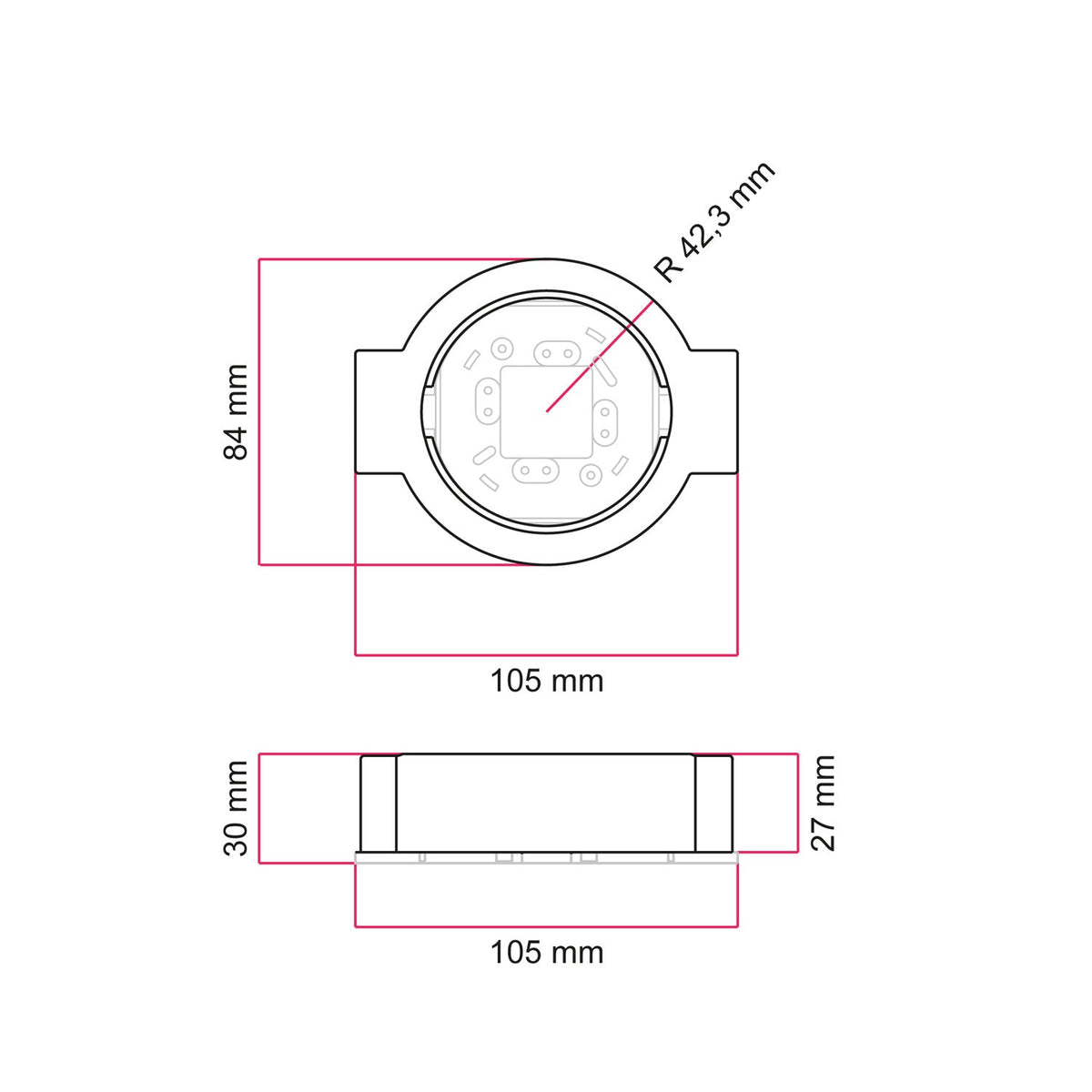 Base in porcellana nera per presa elettrica e interruttore/deviatore compatibile con Creative-Tubes - da 1 a 4 uscite 2 in linea