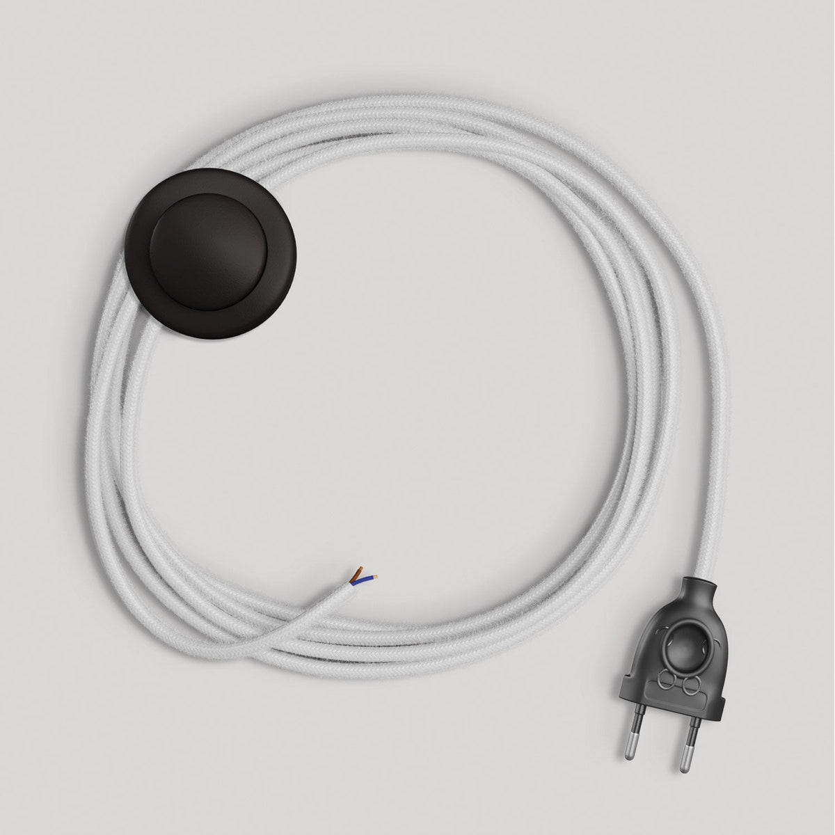 Cablaggio per lampada con cavo bianco in cotone 3 m Nero