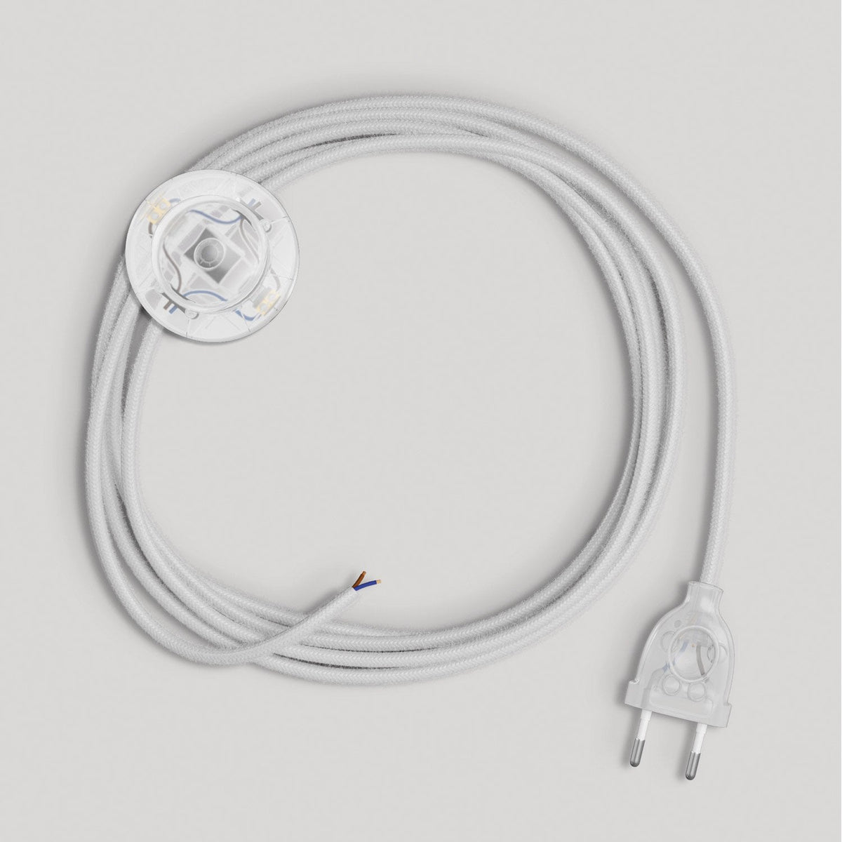 Cablaggio per lampada con cavo bianco in cotone 3 m Trasparente