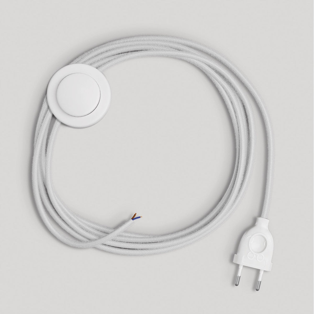 Cablaggio per lampada con cavo bianco in cotone 3 m Bianco