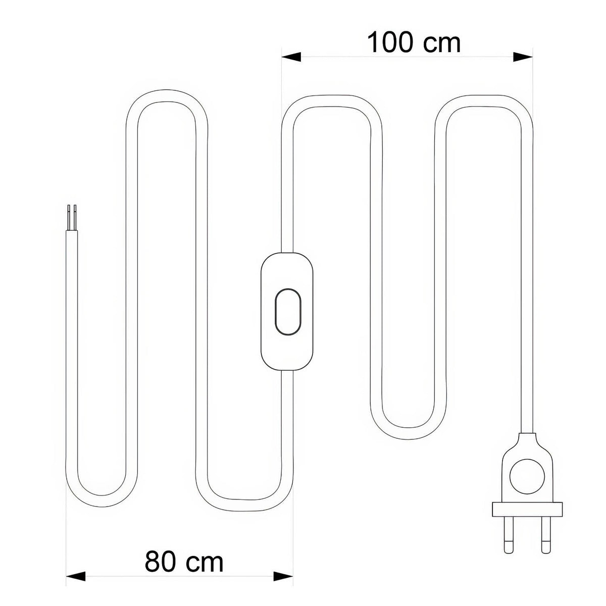 Cablaggio per lampada con cavo grigio in lino 1,80 m Bianco
