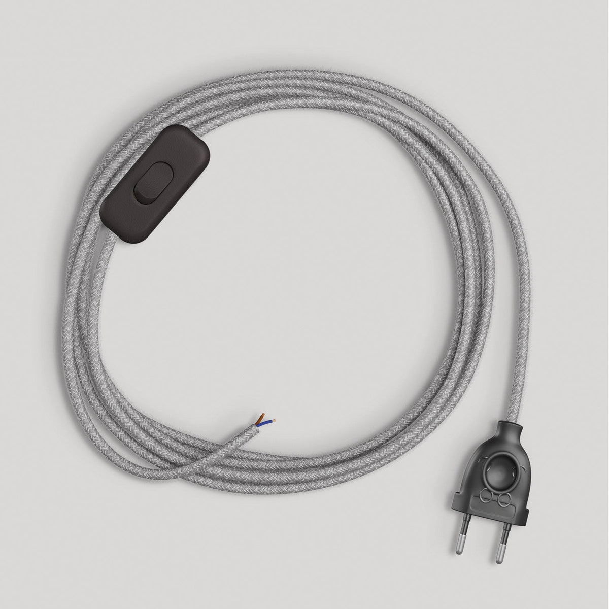 Cablaggio per lampada con cavo grigio in lino 1,80 m Nero
