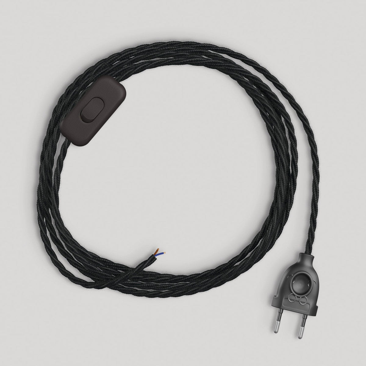 Cablaggio per lampada con cavo nero trecciato 1,80 m Nero