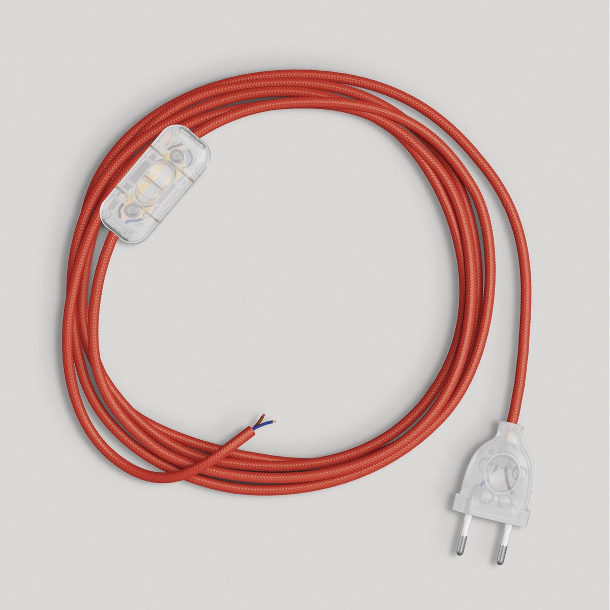 Cablaggio per lampada con cavo rosso lucido 1,80 m Trasparente