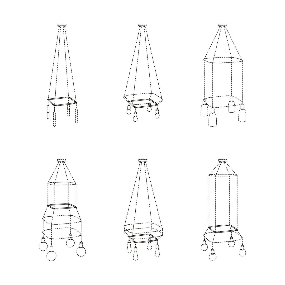 Cage Quadrato - Struttura per lampadari - Bianco S - L 34 cm