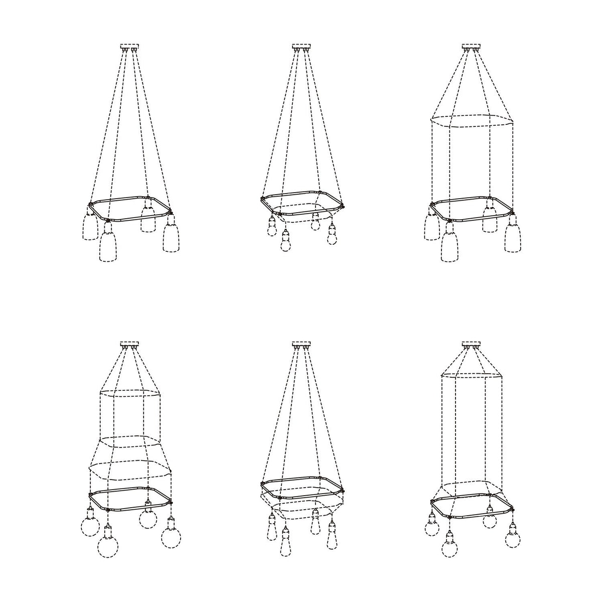 Cage Quadrato - Struttura per lampadari - Nero M - L 48 cm