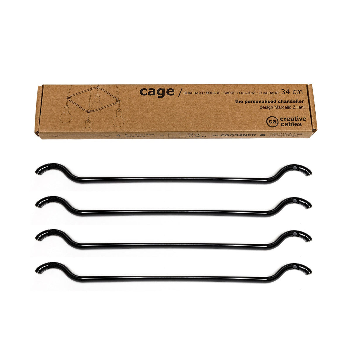 Cage Quadrato - Struttura per lampadari - Nero S - L 34 cm