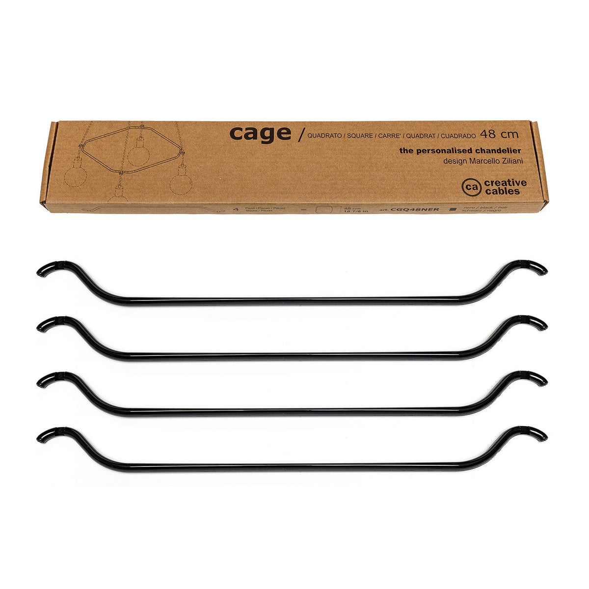 Cage Quadrato - Struttura per lampadari - Nero M - L 48 cm