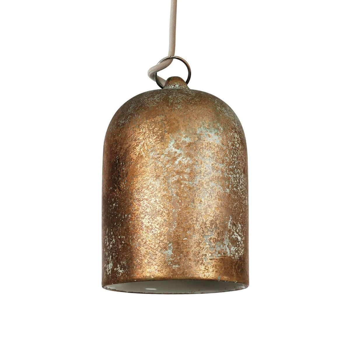 Campana Mini, paralume XS in ceramica per sospensione - Made in Italy - Effetto verde rame