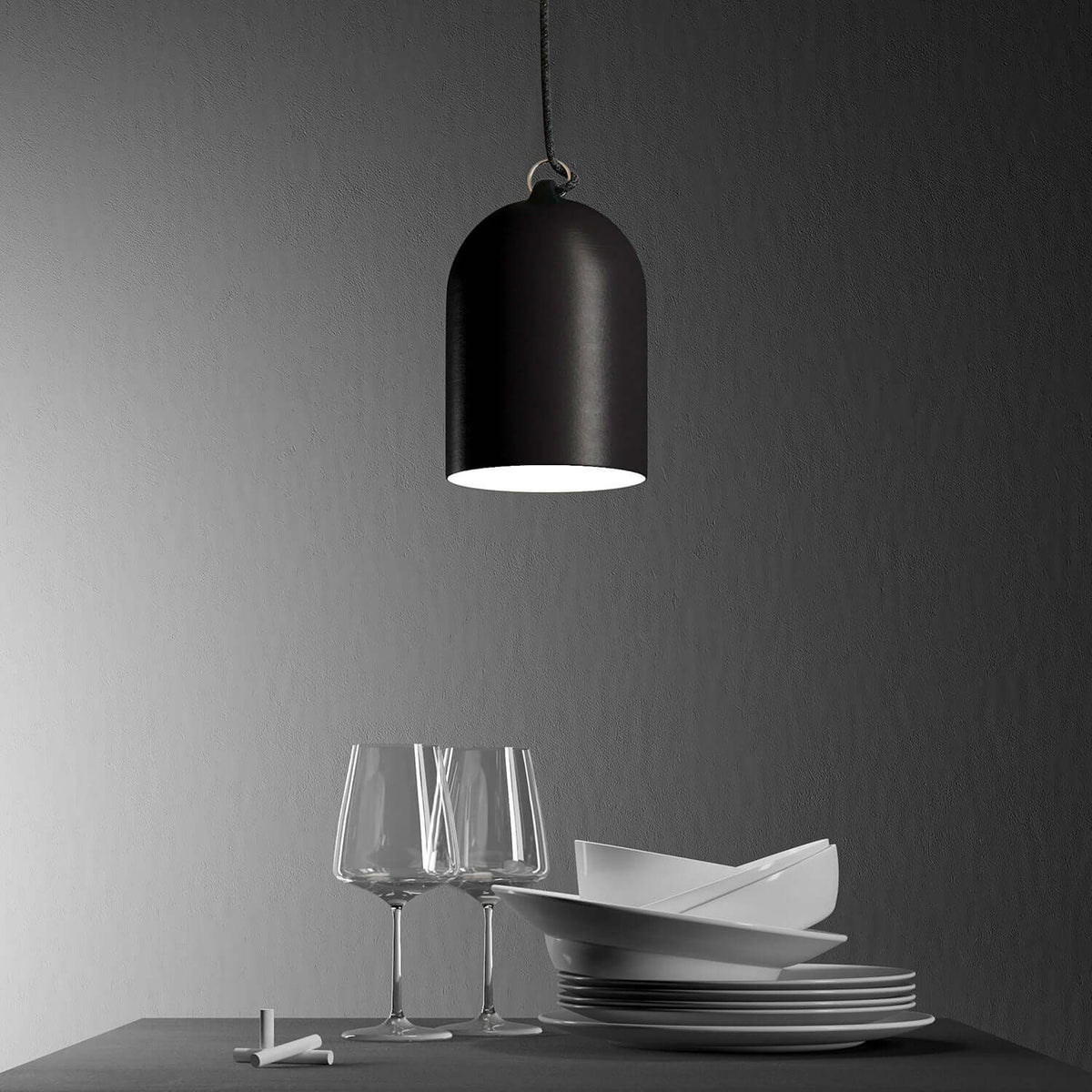 Campana Mini, paralume XS in ceramica per sospensione - Made in Italy - Lavagna