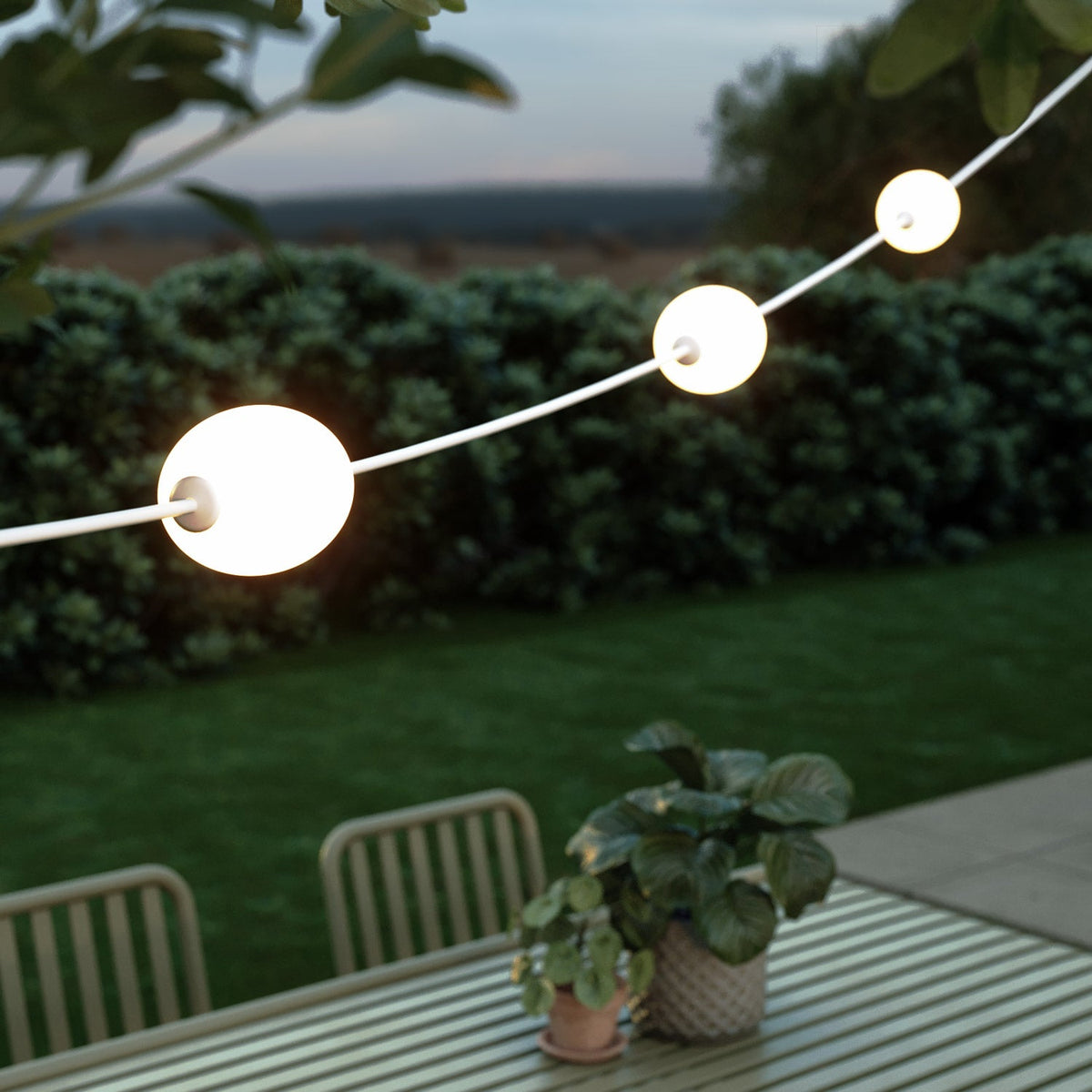 Catena luminosa 3 punti luce da esterno IP67 Bianco sabbia - Marina3
