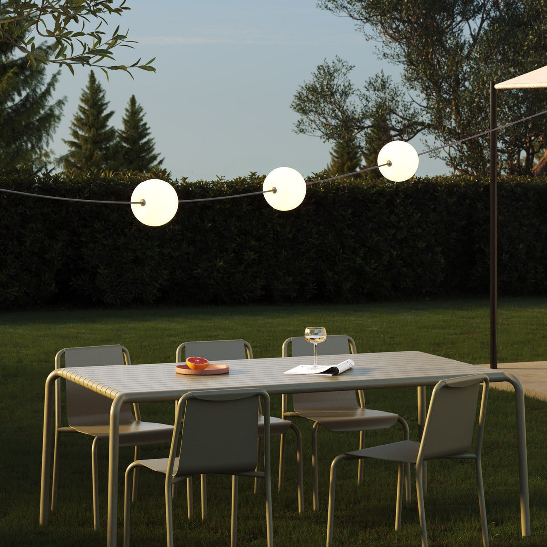 Catena luminosa 3 punti luce da esterno IP67 Grigio con spina UK - Marina3 Cherry