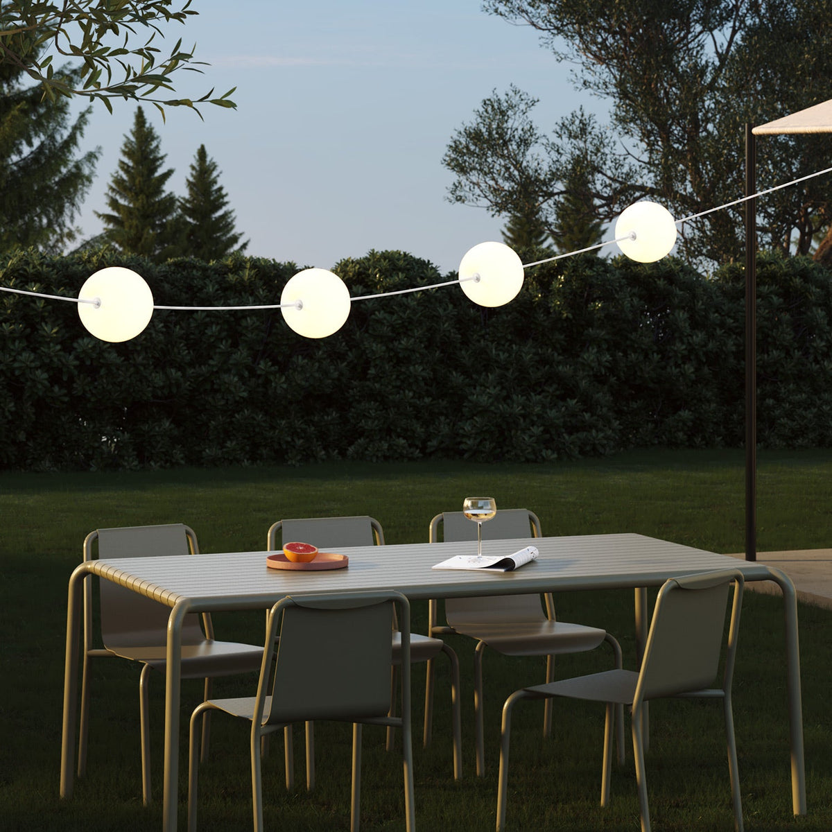 Catena luminosa 4 punti luce da esterno IP67 Bianco Sabbia - Marina4 Cherry 70 cm