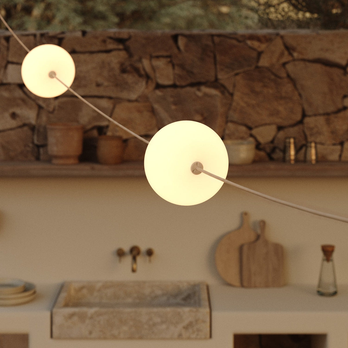 Catena luminosa 4 punti luce da esterno IP67 Desert Brown - Marina4 Cherry 140 cm
