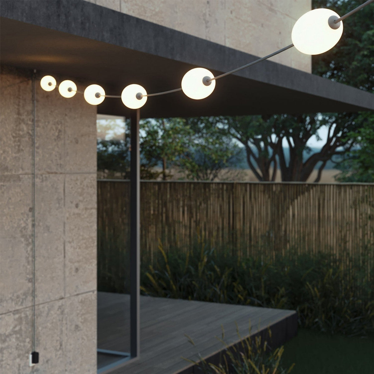 Catena luminosa 6 punti luce da esterno IP67 Grigio - Marina6