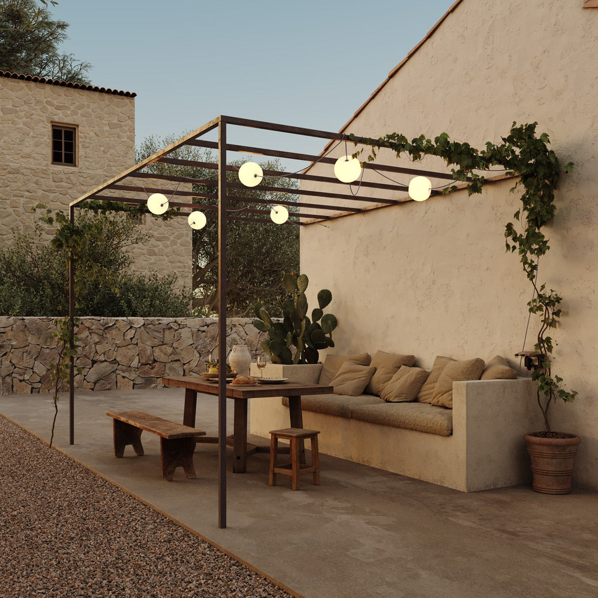 Catena luminosa 6 punti luce da esterno IP67 Grigio - Marina6 Cherry 140 cm