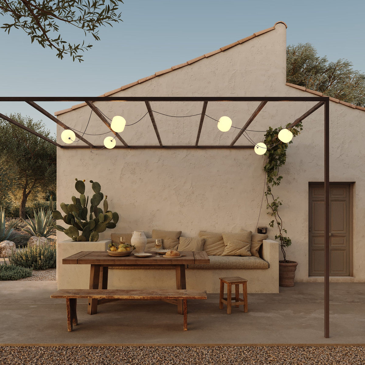 Catena luminosa 6 punti luce da esterno IP67 Grigio - Marina6 Cherry 140 cm