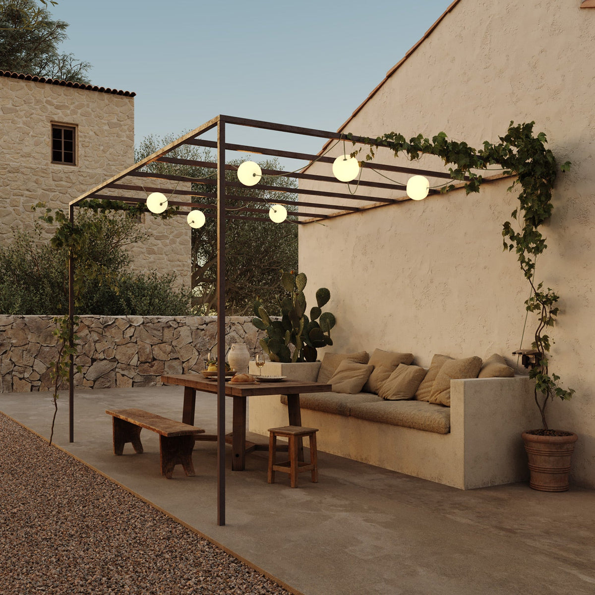 Catena luminosa 6 punti luce da esterno IP67 Verde Oliva - Marina6 Cherry 140 cm