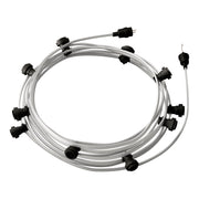 Catenaria Sistema Lumet da 12,5 m con cavo tessile CM02, 10 portalampada, gancio e spina neri