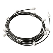 Catenaria Sistema Lumet da 12,5 m con cavo tessile CM03, 10 portalampada, gancio e spina bianchi