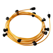 Catenaria Sistema Lumet da 12,5 m con cavo tessile CM05, 10 portalampada, gancio e spina neri