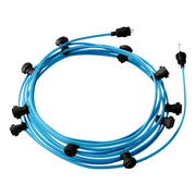 Catenaria Sistema Lumet da 12,5 m con cavo tessile CM17, 10 portalampada, gancio e spina neri