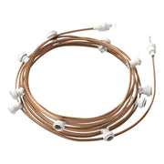 Catenaria Sistema Lumet da 12,5 m con cavo tessile CM27, 10 portalampada, gancio e spina bianchi