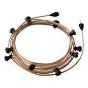 Catenaria Sistema Lumet da 12,5 m con cavo tessile CM27, 10 portalampada, gancio e spina neri