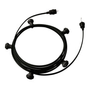 Catenaria Sistema Lumet da 7,5 m con cavo tessile CM04, 5 portalampada, gancio e spina neri