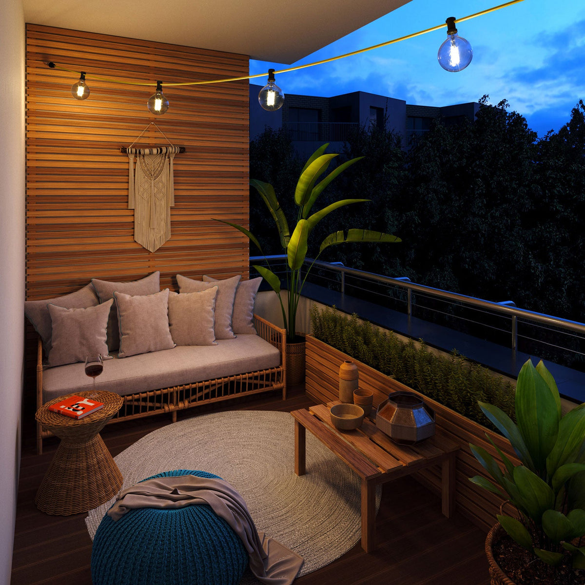 Catenaria Sistema Lumet da 7,5 m con cavo tessile CM10, 5 portalampada, gancio e spina neri