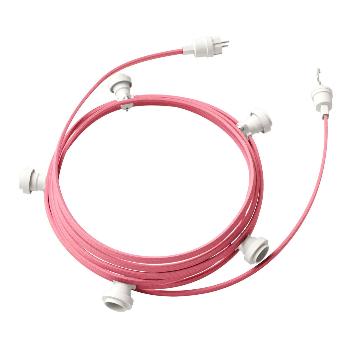 Catenaria Sistema Lumet da 7,5 m con cavo tessile CM16, 5 portalampada, gancio e spina bianchi