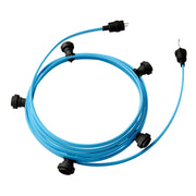 Catenaria Sistema Lumet da 7,5 m con cavo tessile CM17, 5 portalampada, gancio e spina neri