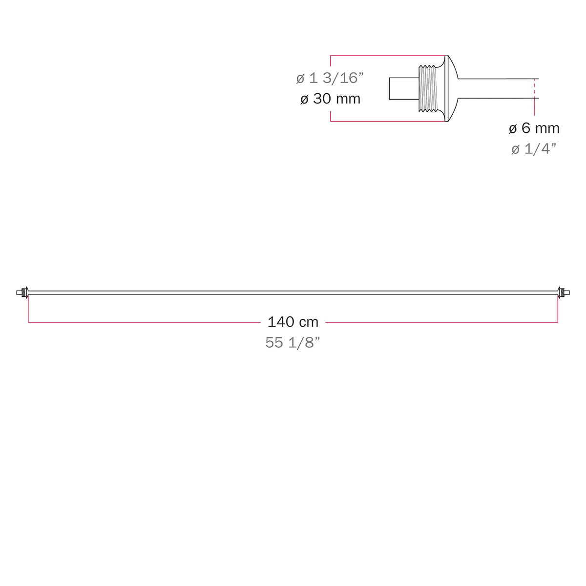 Cavo di connessione tra paralumi 70/140 cm (27 9/16" / 55 1/8") - Marina - Grigio 140 cm (55 1 8")