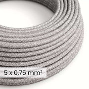 Cavo elettrico tessile DALI 5x0.75 mm² lino grigio melange - Cavo decorativo per impianti luce RN02