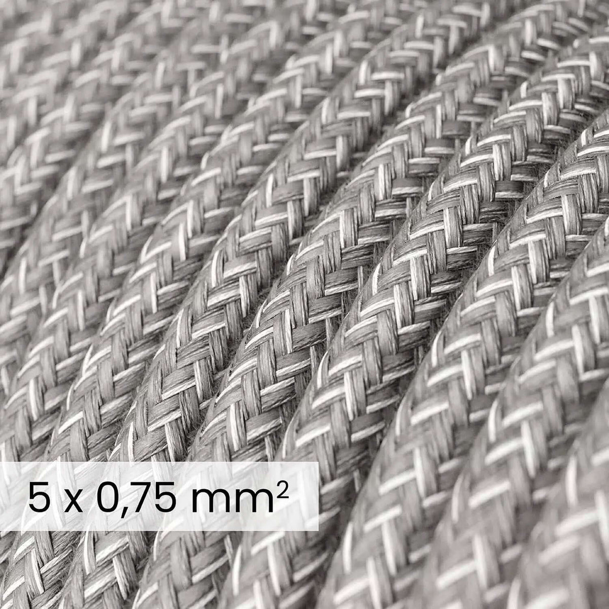 Cavo elettrico tessile DALI 5x0.75 mm² lino grigio melange - Cavo decorativo per impianti luce RN02