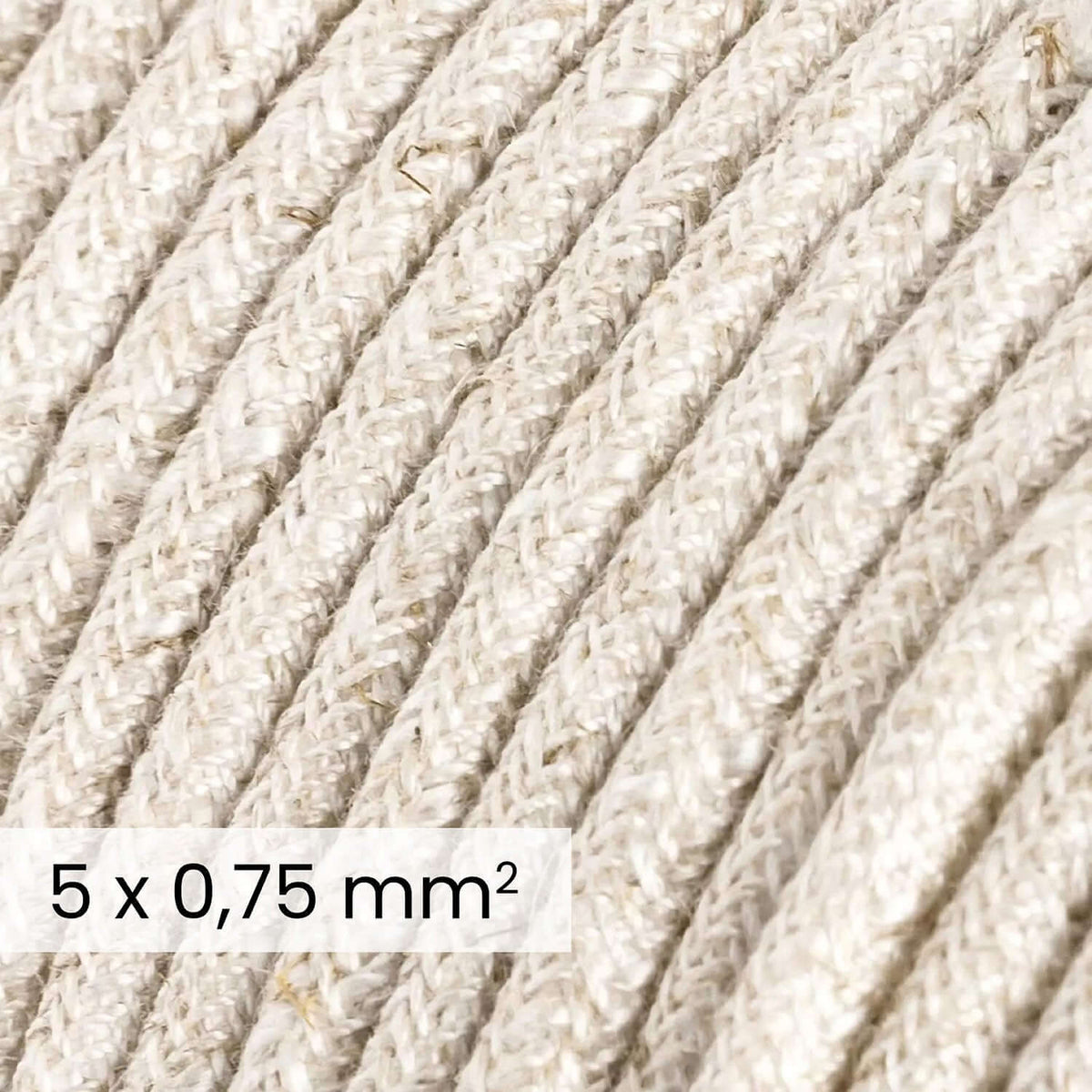 Cavo elettrico tessile DALI 5x0.75 mm² lino naturale bianco - Filo per illuminazione di design RN01