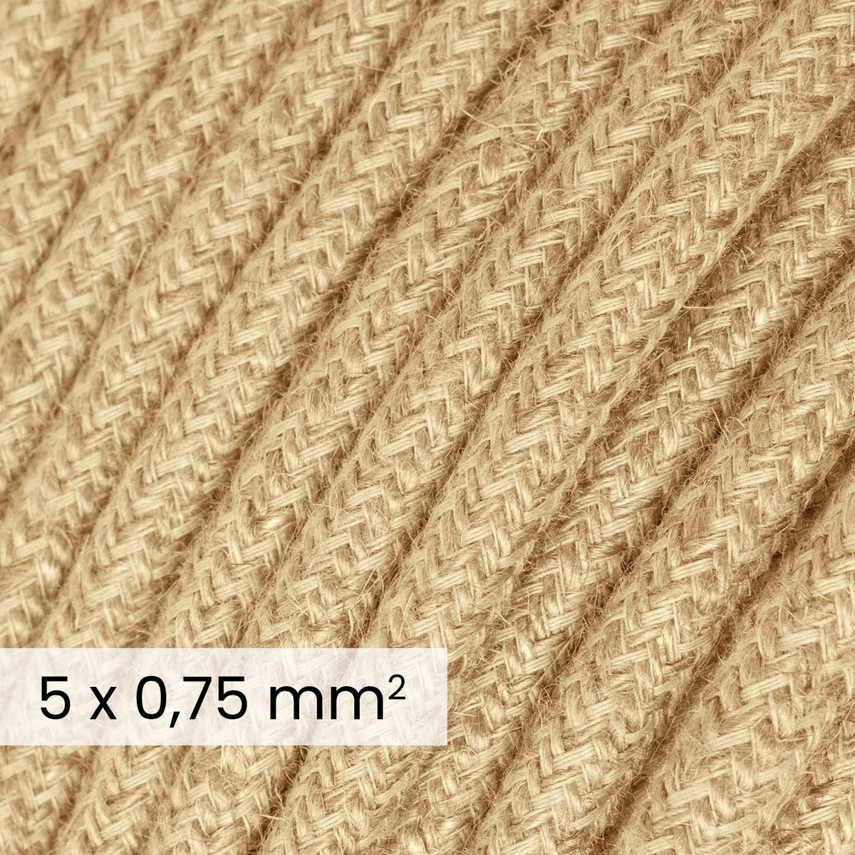 Cavo elettrico tessile DALI 5x0.75 mm² neutro in juta - Filo in tessuto naturale per luci di design RN06