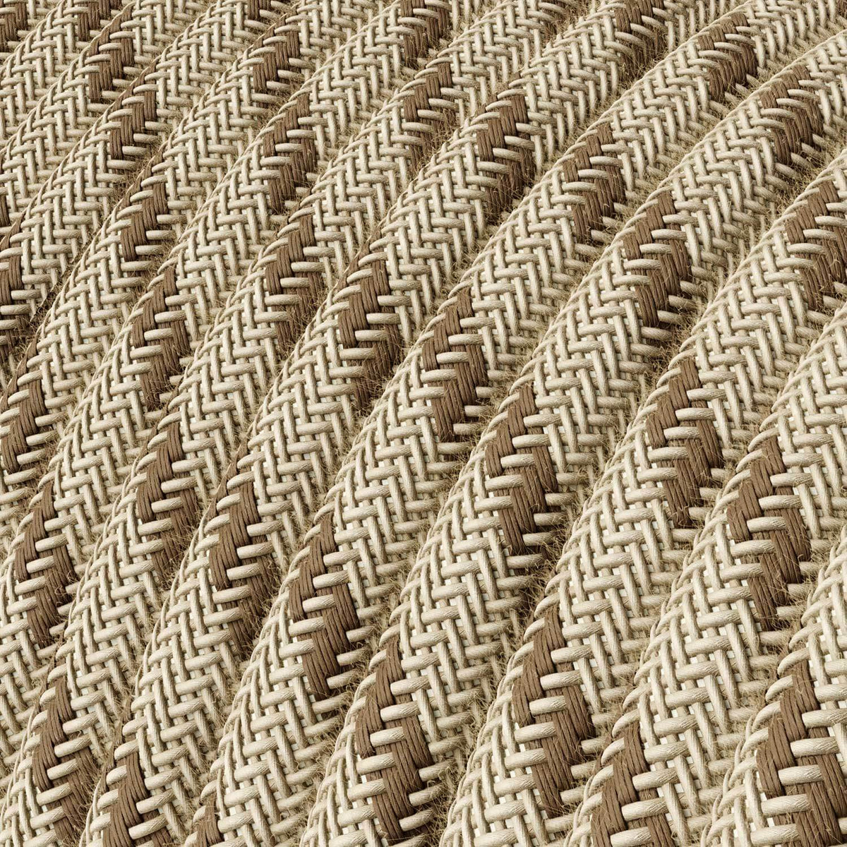 Cavo tessile Corteccia e Beige Stripes - L'Originale Creative Cables, ottimo per lampade DIY - RD53
