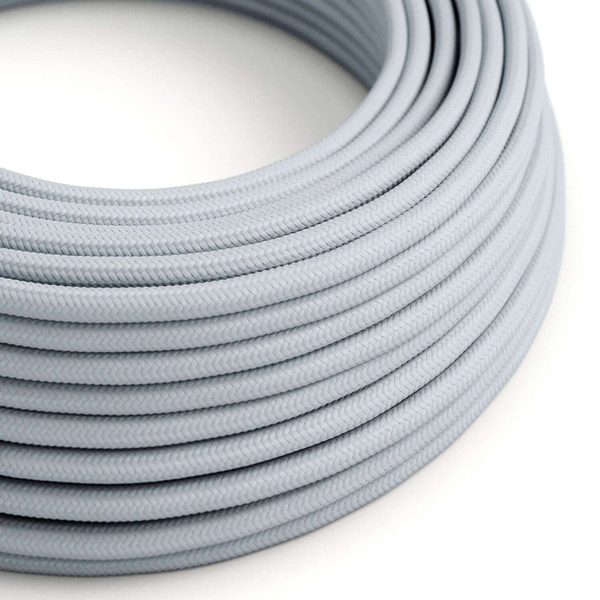Corda elettrica in tessuto lucido Grigio Azzurro - L'Originale Creative Cables, per creare lampade uniche - RM30